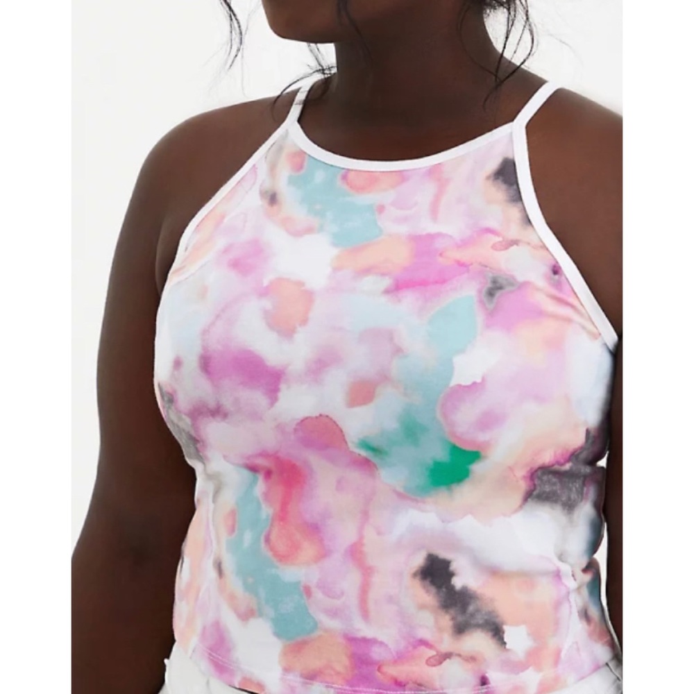 🆕Multi Tie-Dye High Neck Foxy Crop Top 3X 22 24